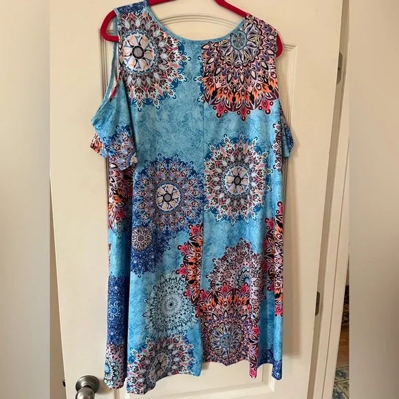 New! Blue Time Brand Summer Cold Shoulder Short Sleeve Dress Sz 3X - Picture 5 of 16